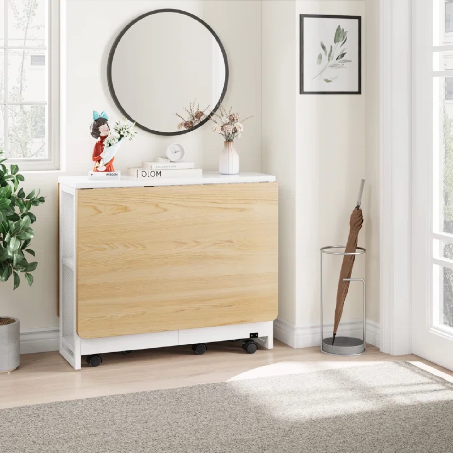 Space-Saving Foldable Kitchen Table with Storage - photo 2