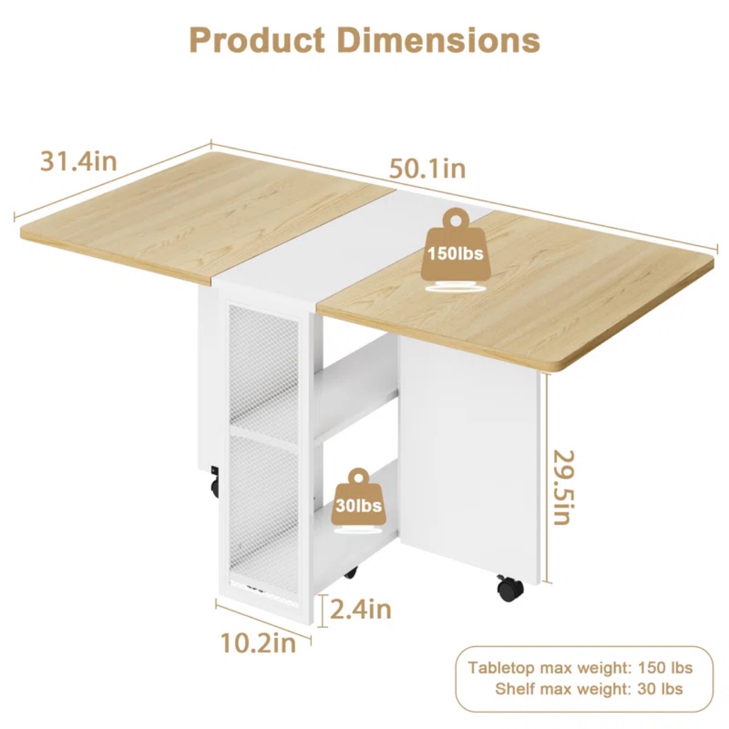 Space-Saving Foldable Kitchen Table with Storage - photo 5