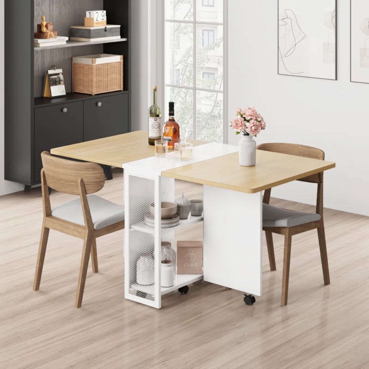 Space-Saving Foldable Kitchen Table with Storage - photo 3