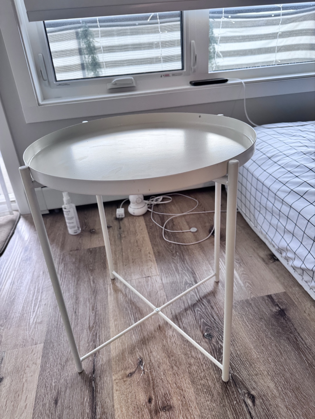 White Round Side Table