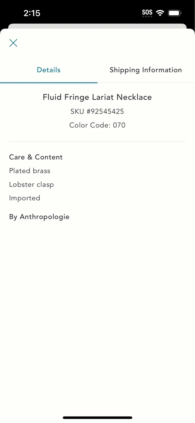 BNWT Anthropologie Fluid Fringe Necklace image indicator(5)