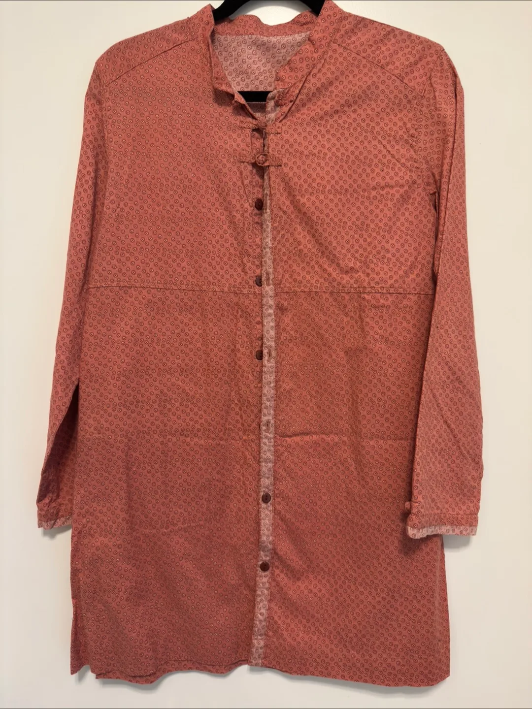 Dusty Rose Asian-Inspired Button-Up Blouse thumbnail