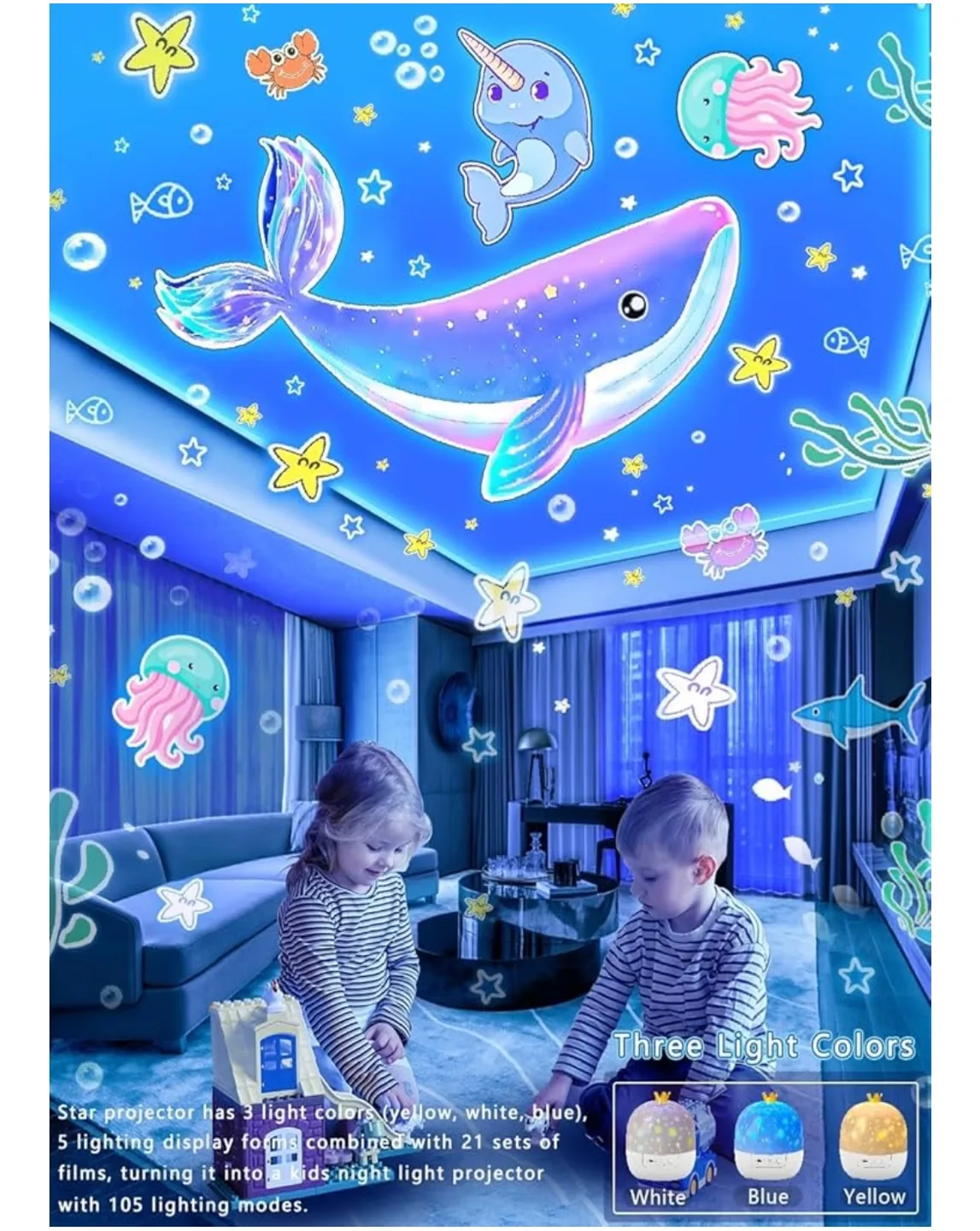 Kids Night Light Projector with 360° Rotation image indicator(5)