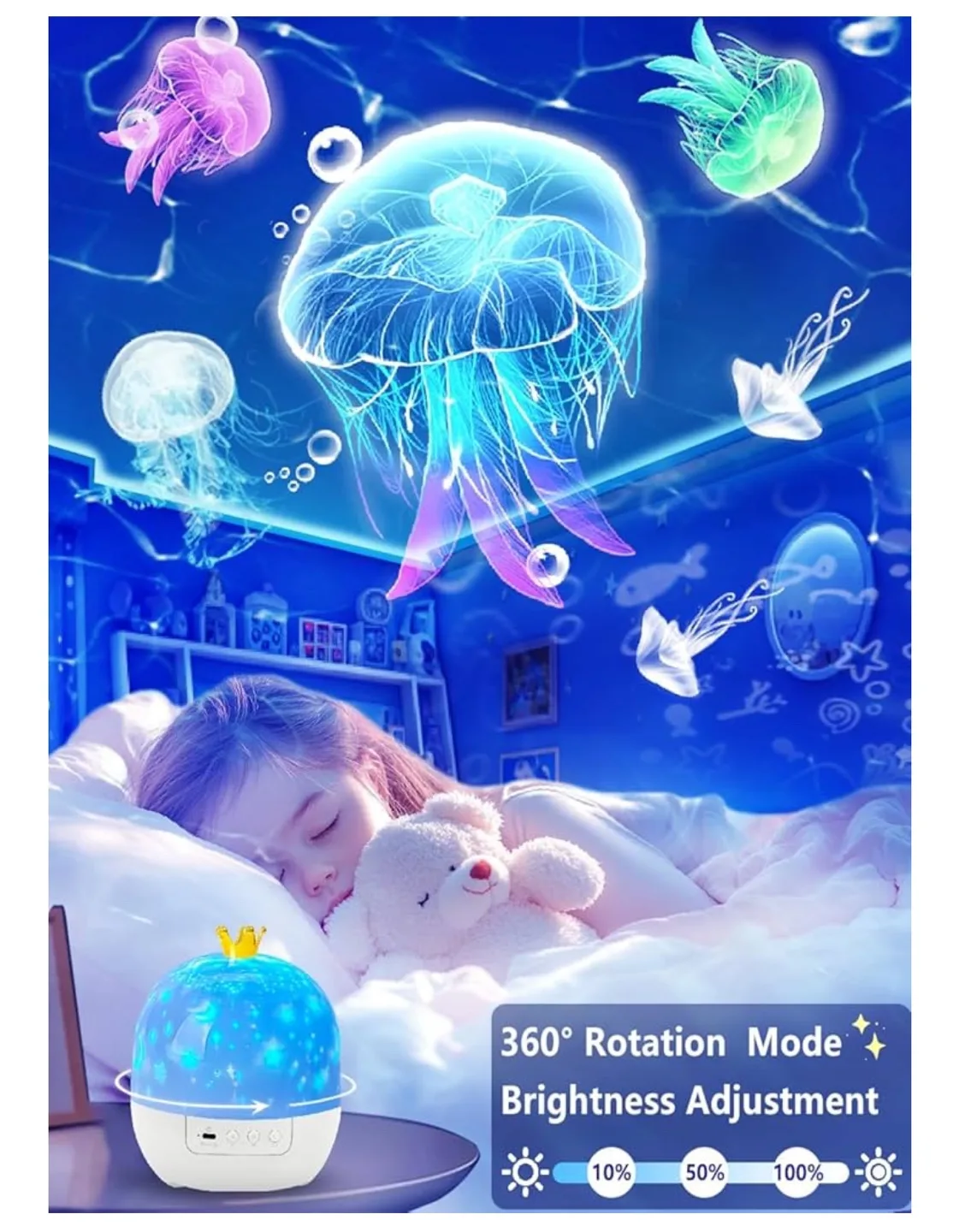 Kids Night Light Projector with 360° Rotation image indicator(4)