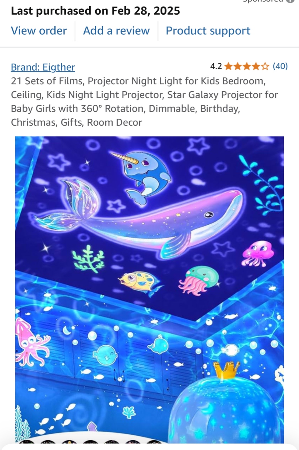 Kids Night Light Projector with 360° Rotation