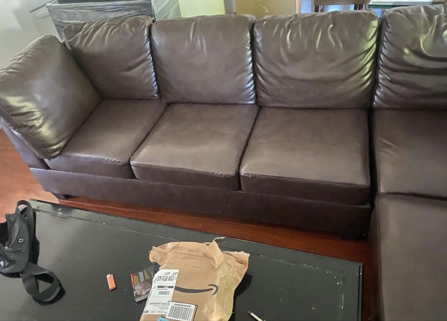 Reversible sectional sofa with ottoman