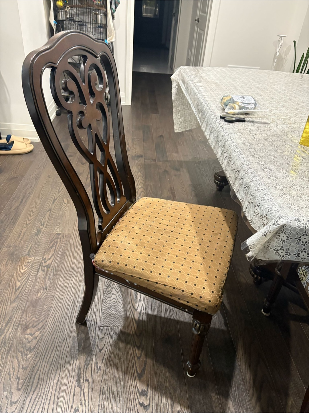 Dark Brown Wood Dining Table and Six Chairs - photo 5