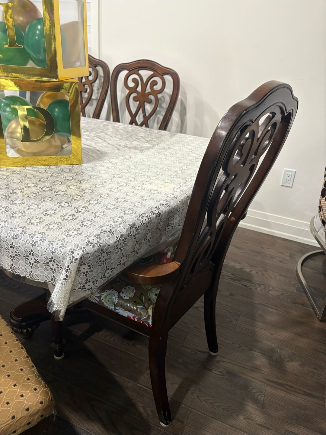 Dark Brown Wood Dining Table and Six Chairs - photo 4