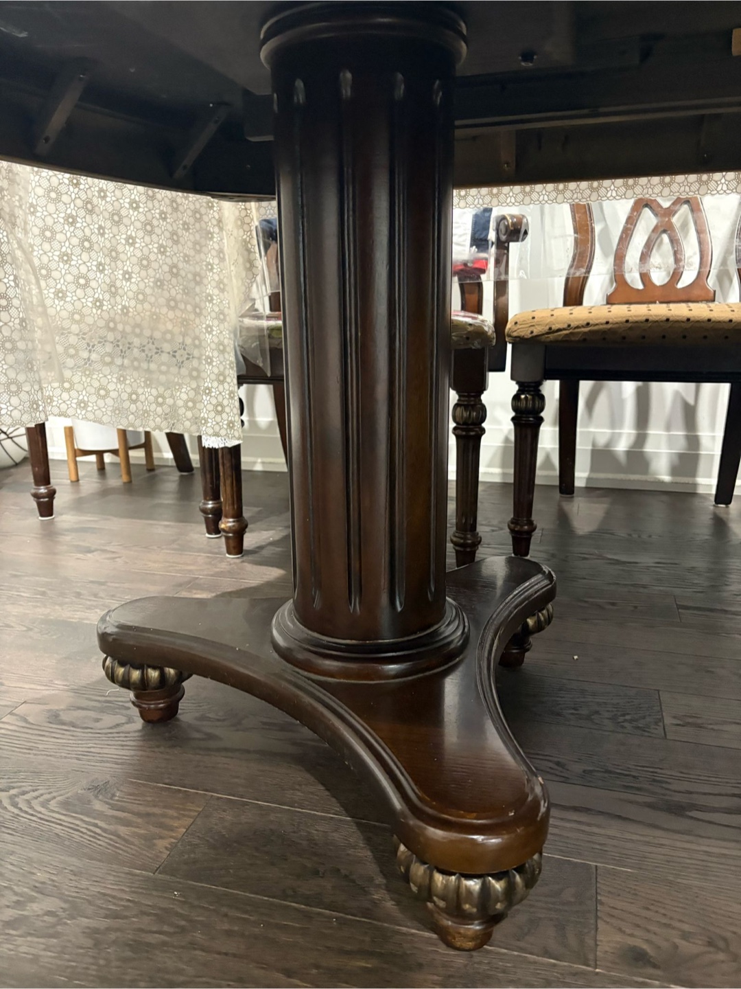 Dark Brown Wood Dining Table and Six Chairs - photo 3