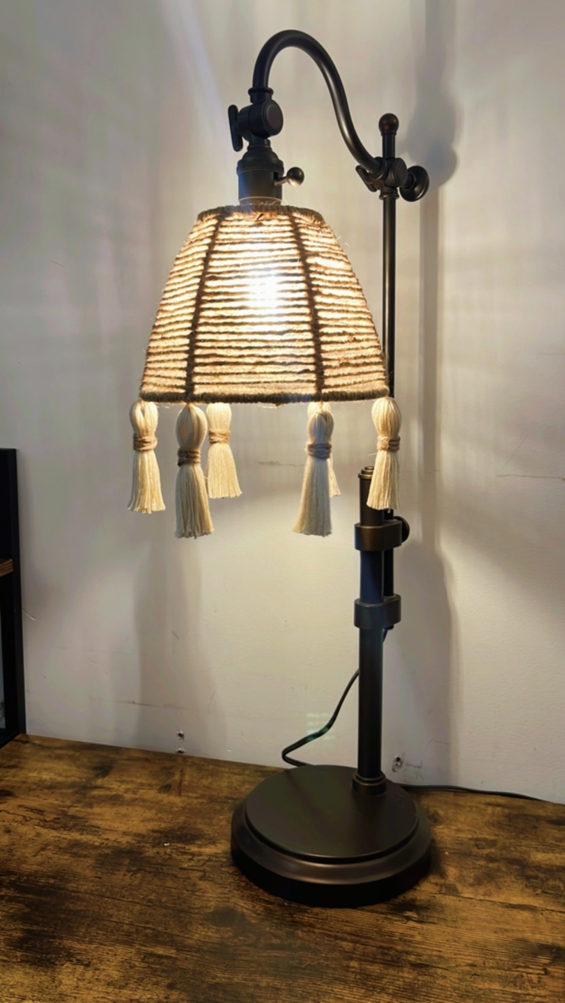 Industrial Style Desk Lamp with Rope Shade