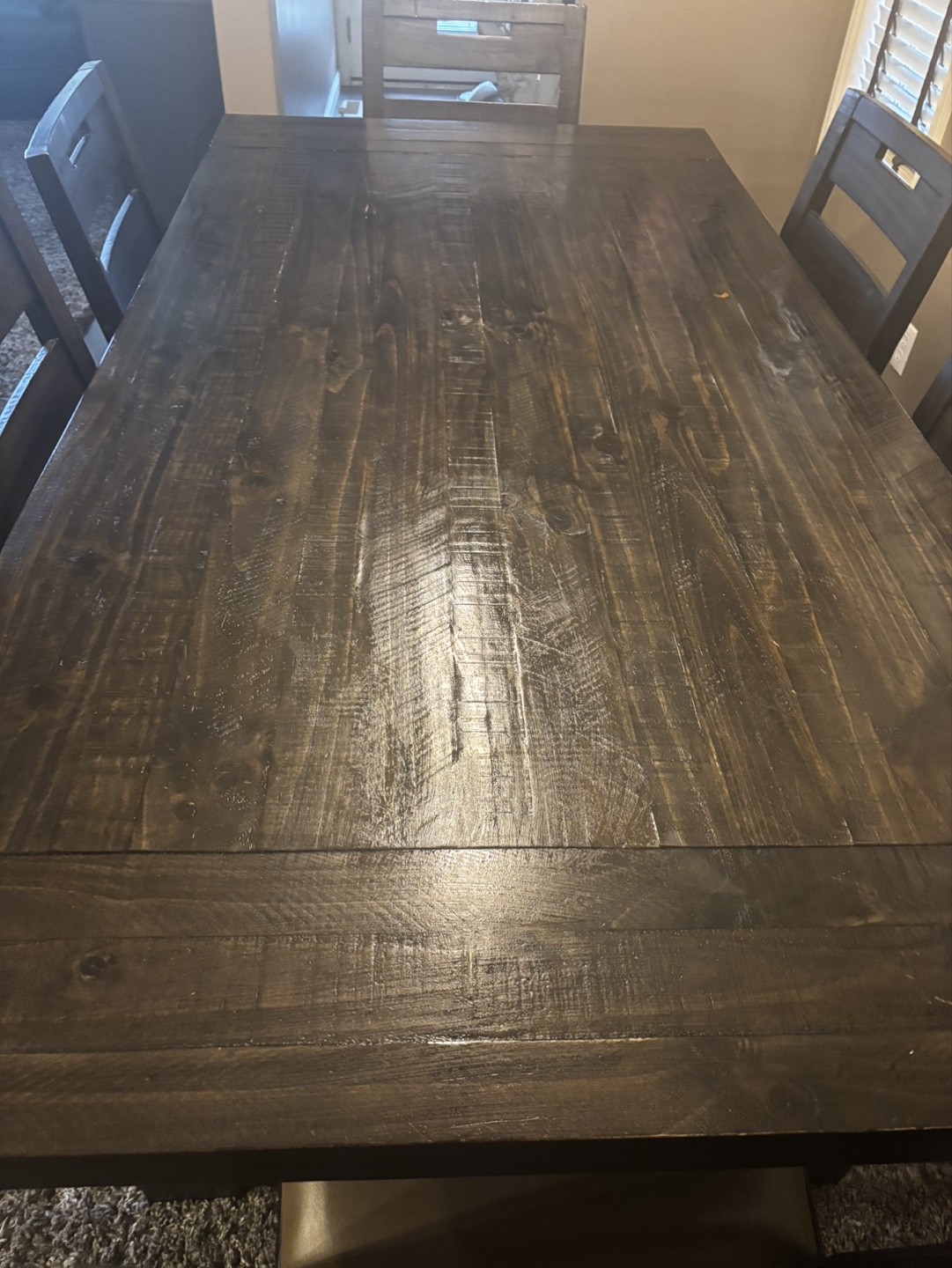7-Piece Dark Brown Wood Dining Set with Leaf - photo 5