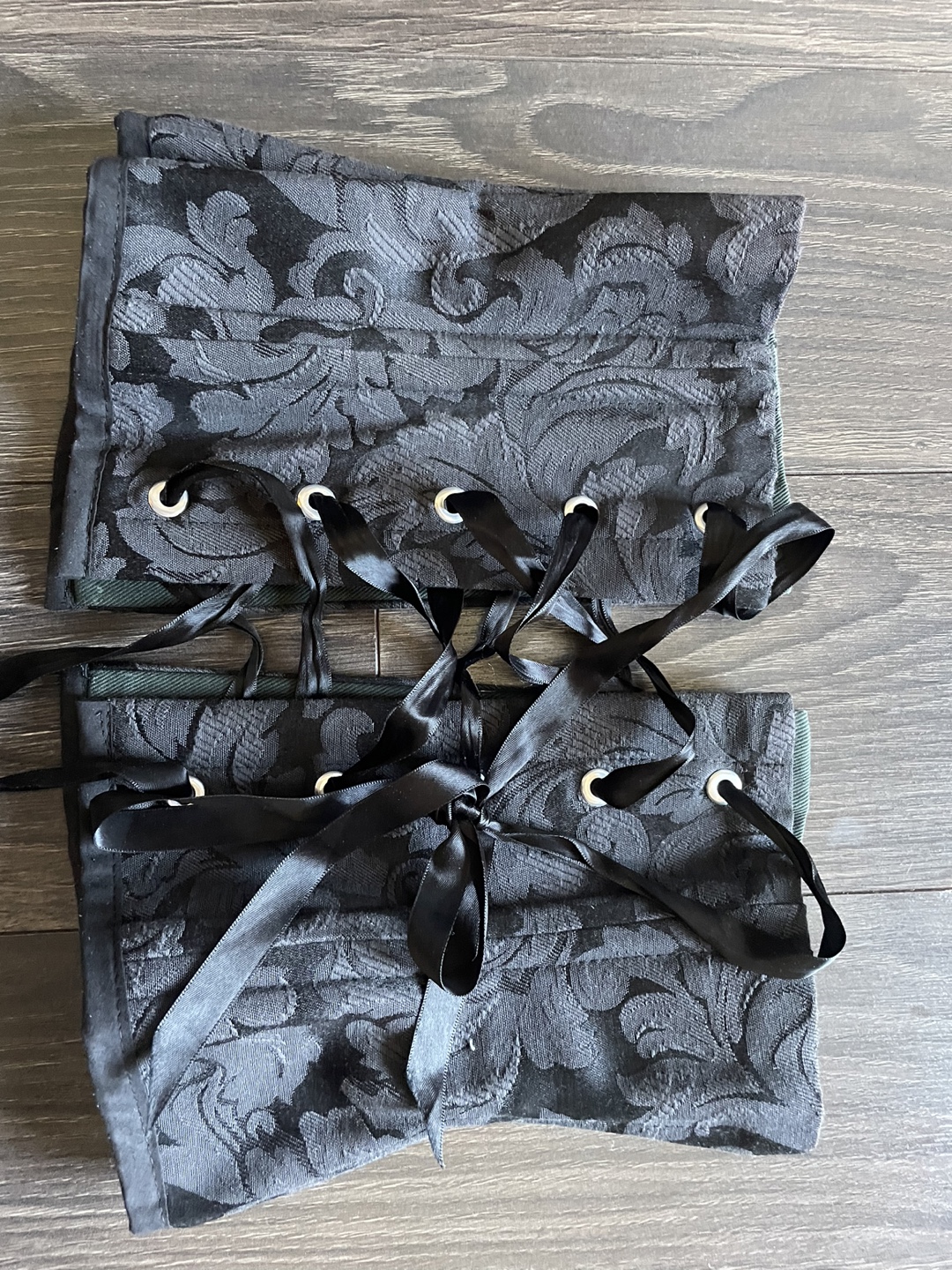 Black Brocade Corset with Satin Ribbons