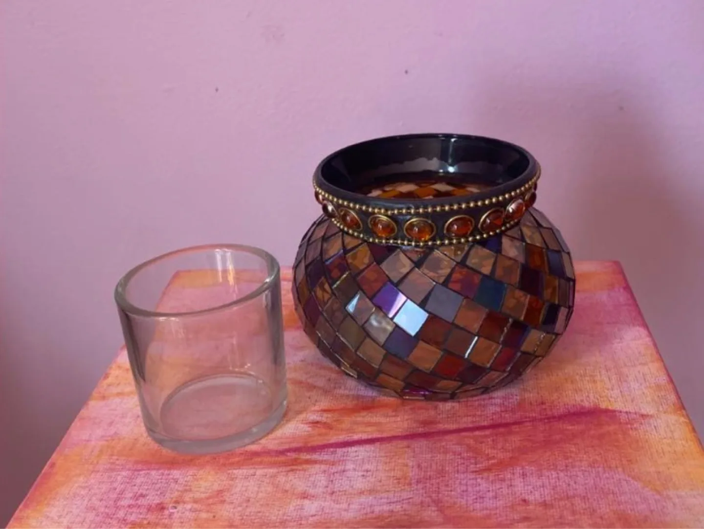 Party lite Mosaic Glass Candle Holder with Votive thumbnail