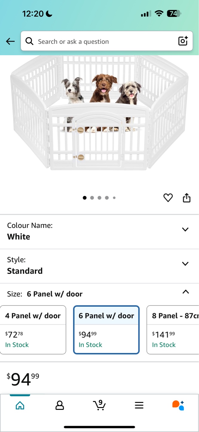 White 6-Panel Pet Playpen with Door