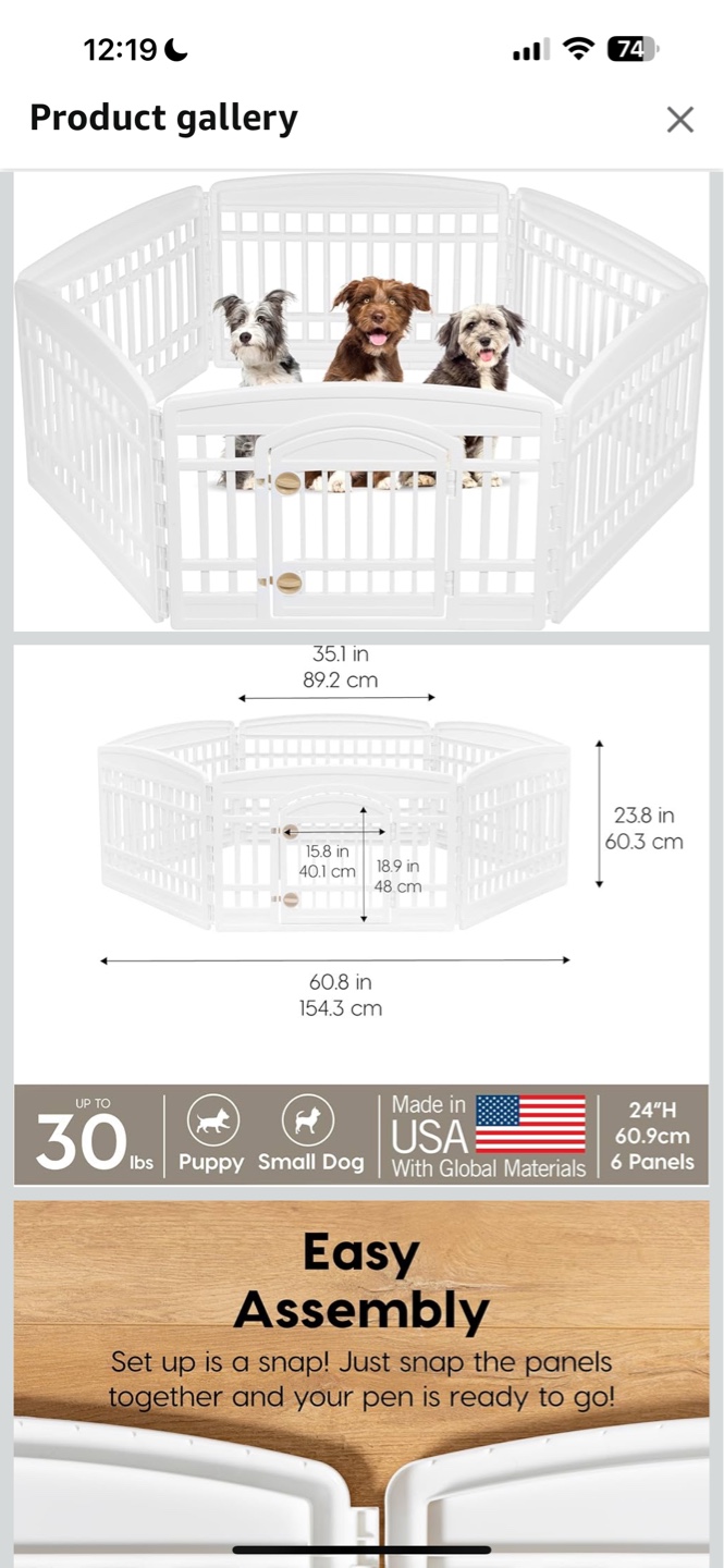 White 6-Panel Pet Playpen with Door - photo 2