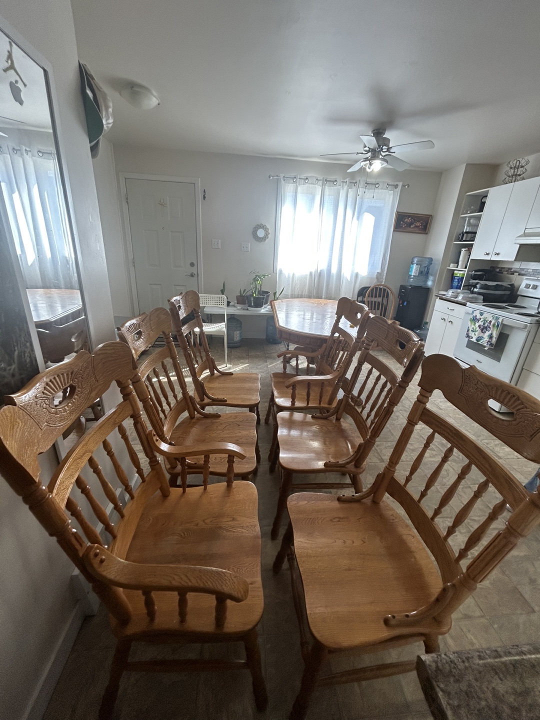 Oak Dining Table Set - 6 Chairs, Extendable - photo 4