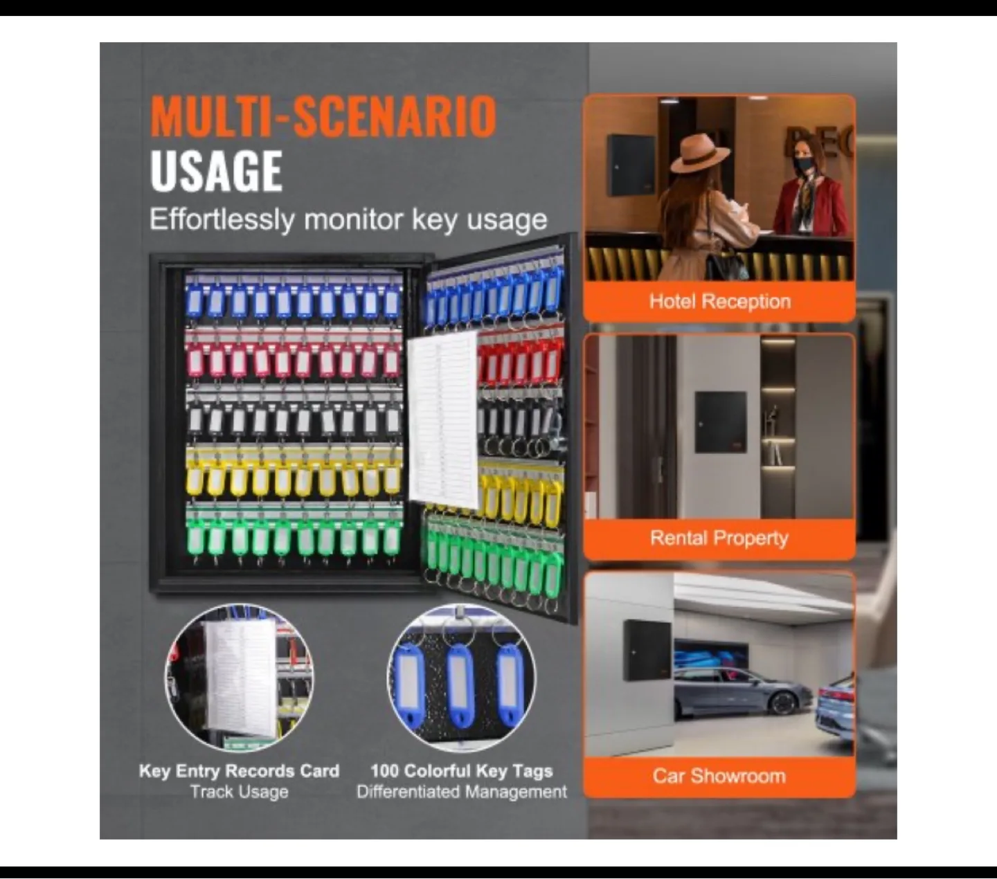 VEVOR 100-Position Key Cabinet with Secure Lock image indicator(5)