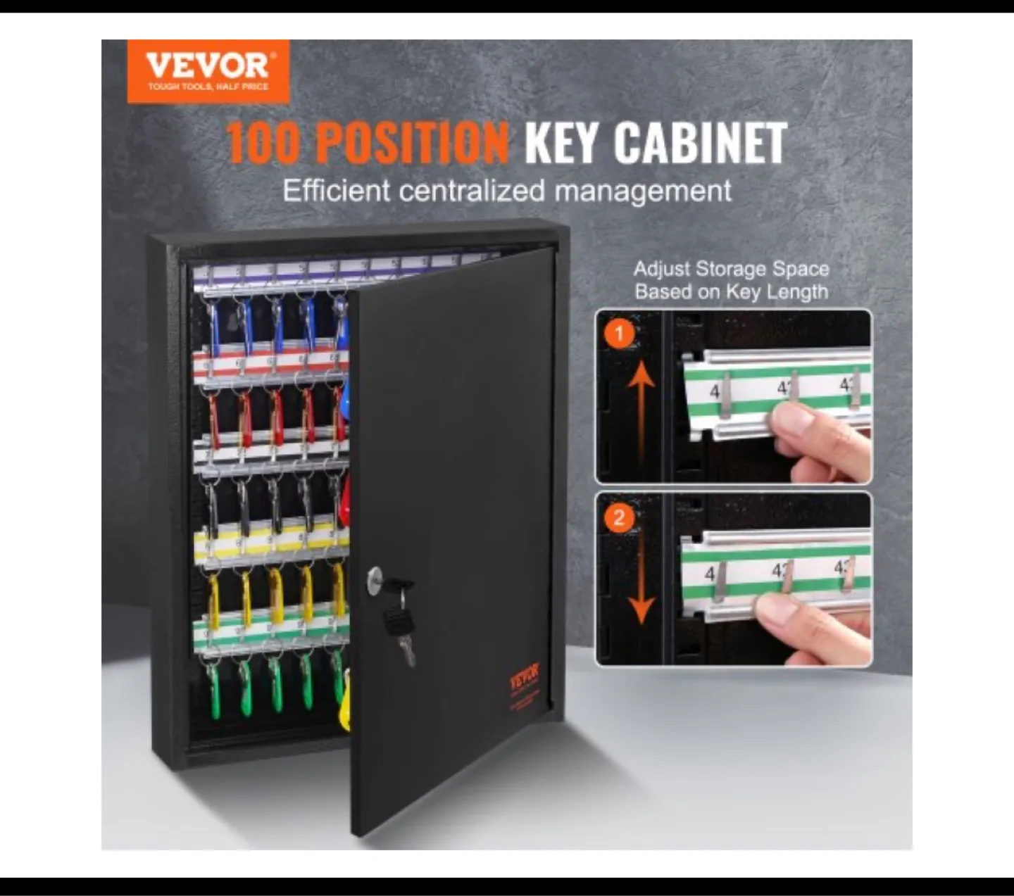 VEVOR 100-Position Key Cabinet with Secure Lock image indicator(2)