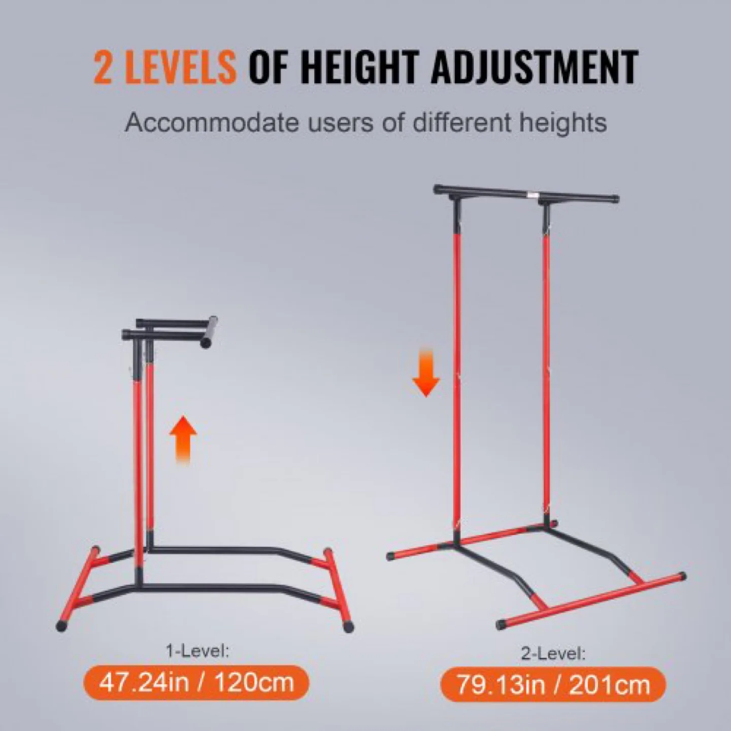 Vevor Adjustable Height Pull-Up Dip Station with Carry Bag image indicator(4)
