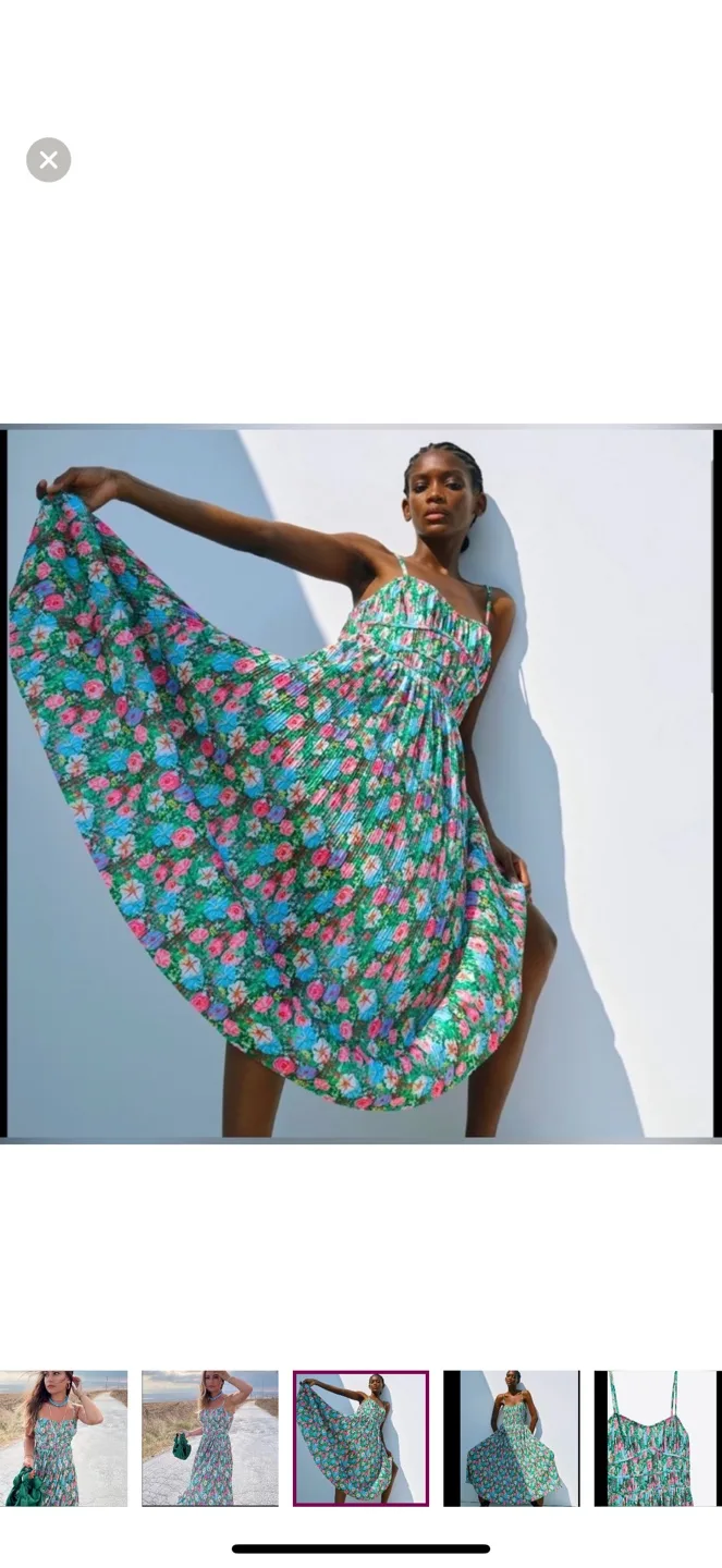 Zara Flora Dress with Pleats, Size M image indicator(2)