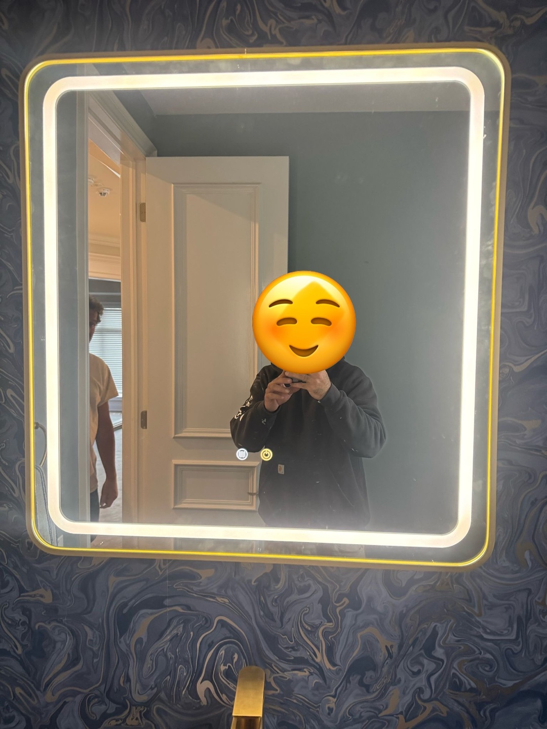 LED Illuminated Bathroom Mirror with Gold Frame