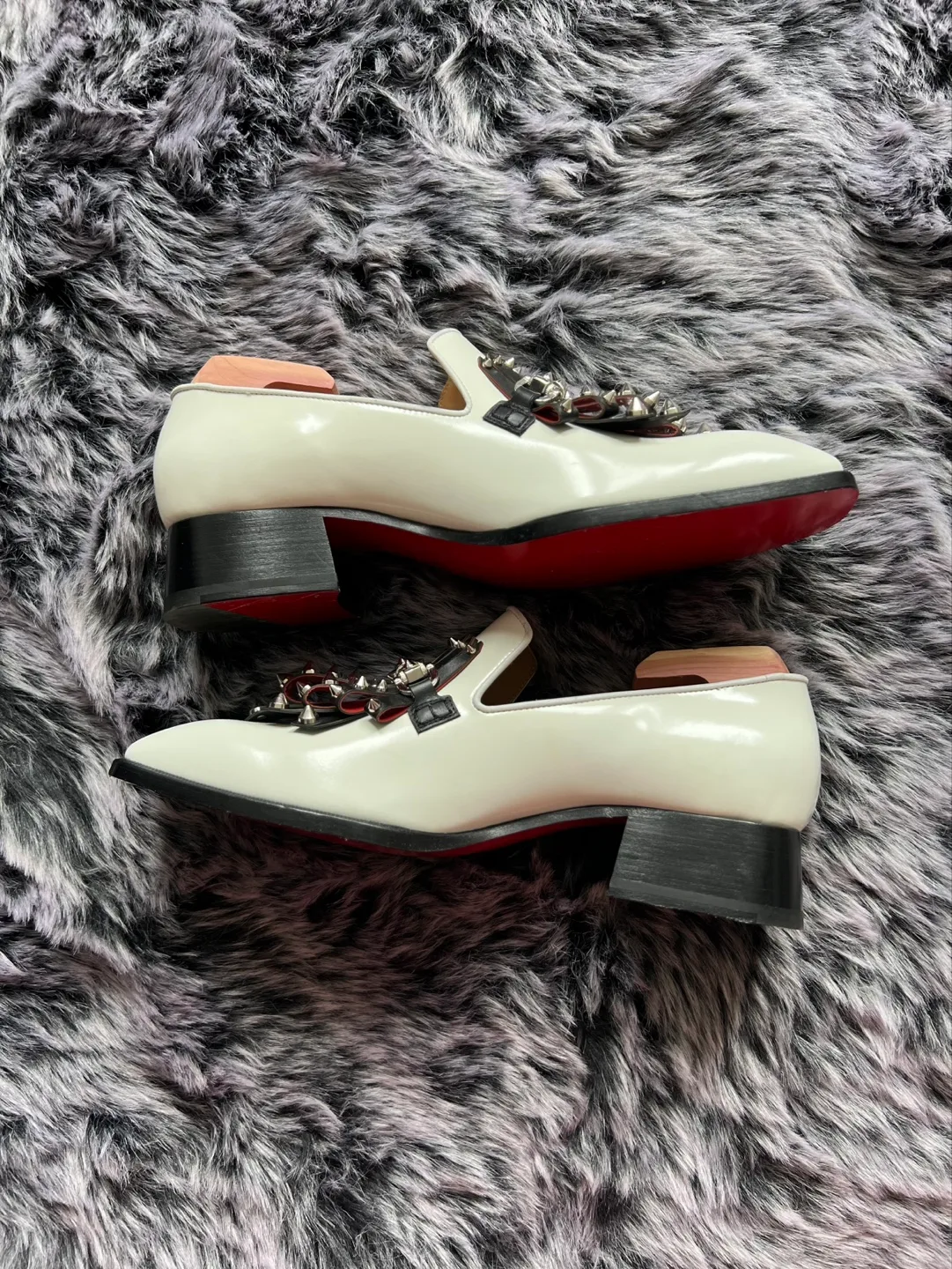 Christian Louboutin White Studded Loafers - Size 42 image indicator(3)