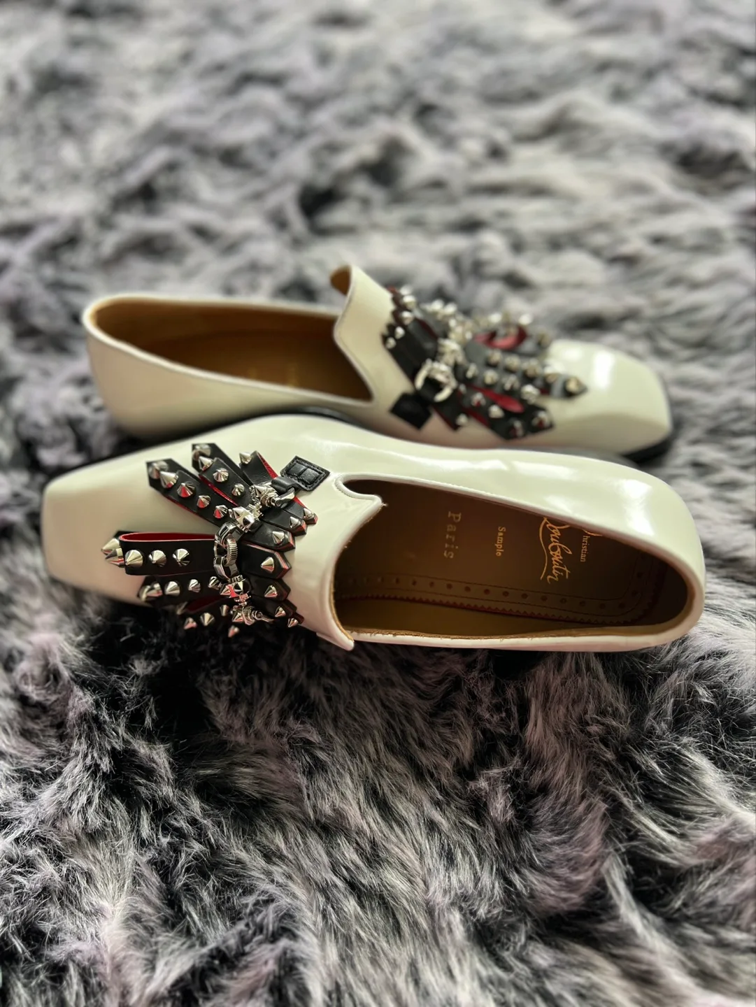 Christian Louboutin White Studded Loafers - Size 42 image indicator(10)