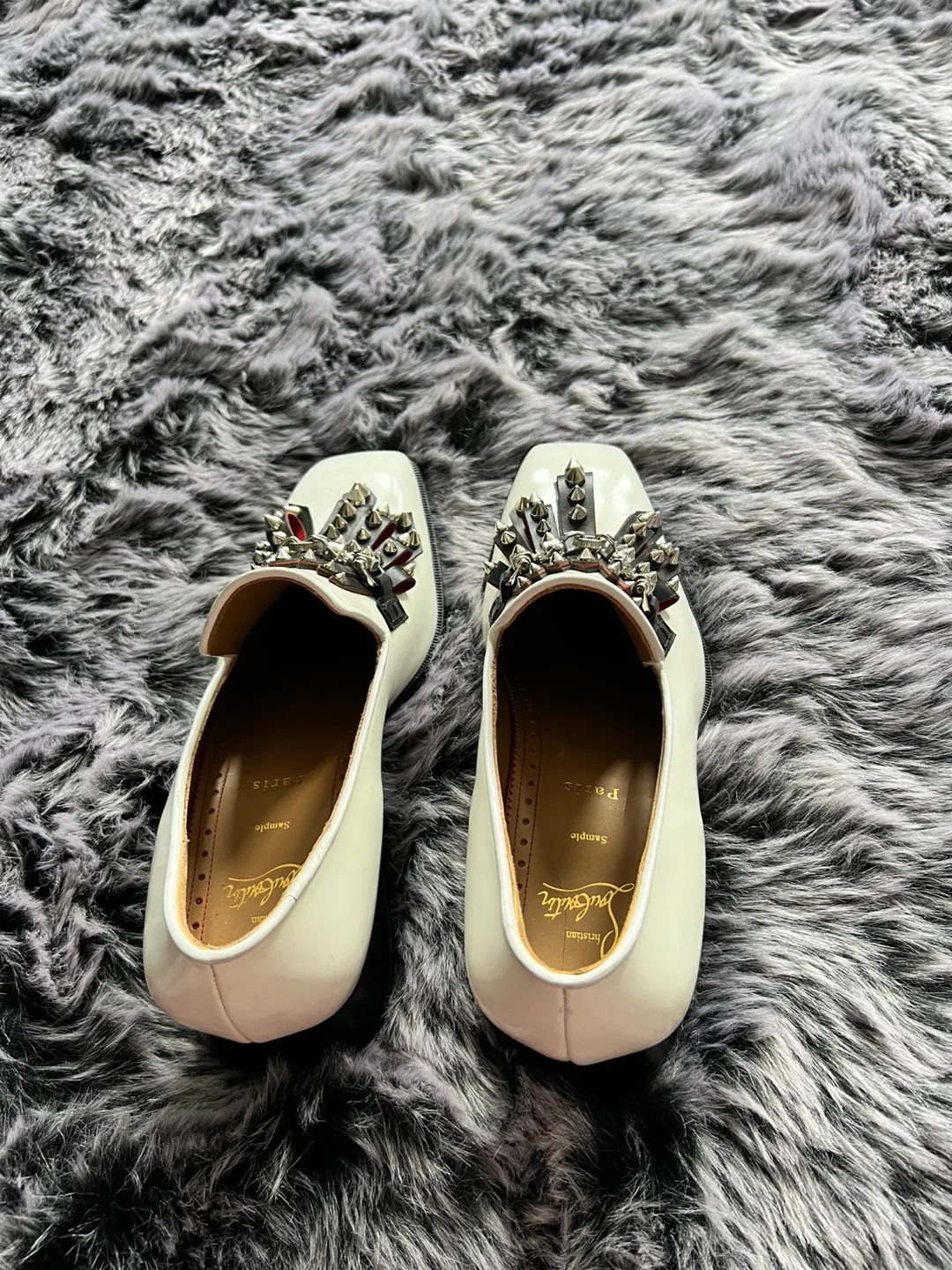 Christian Louboutin White Studded Loafers - Size 42 image indicator(9)