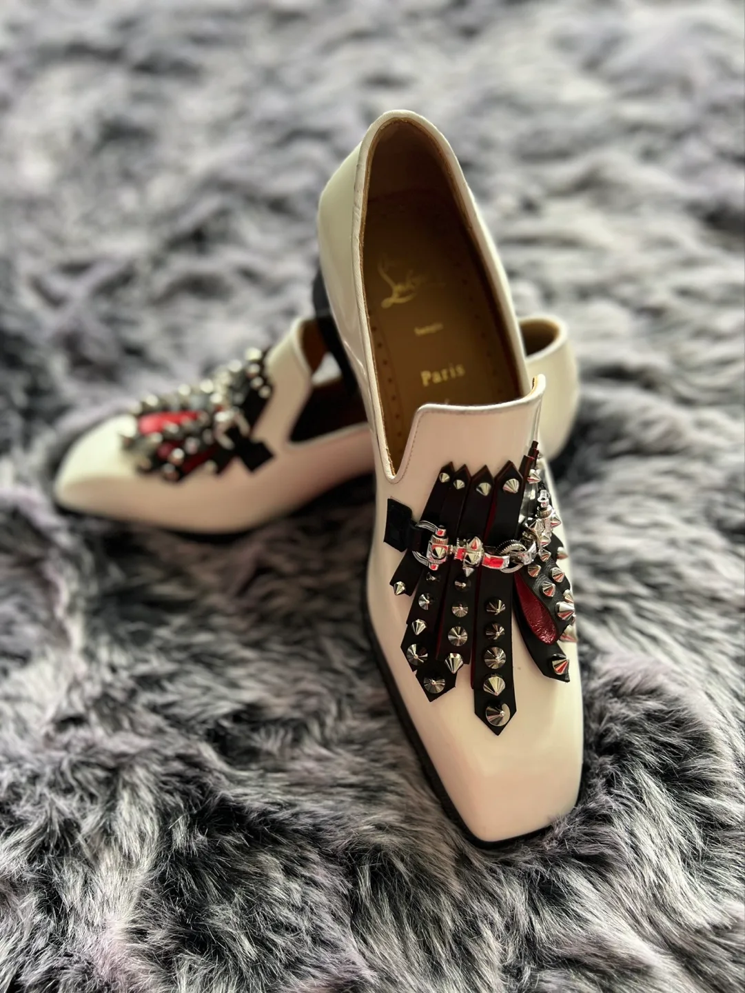 Christian Louboutin White Studded Loafers - Size 42 image indicator(8)