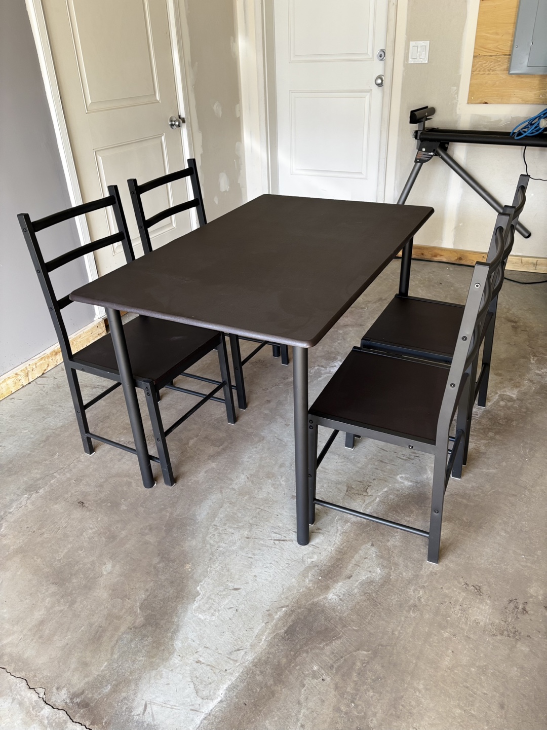 Black 5-Piece Dining Set - Table and Four Chairs