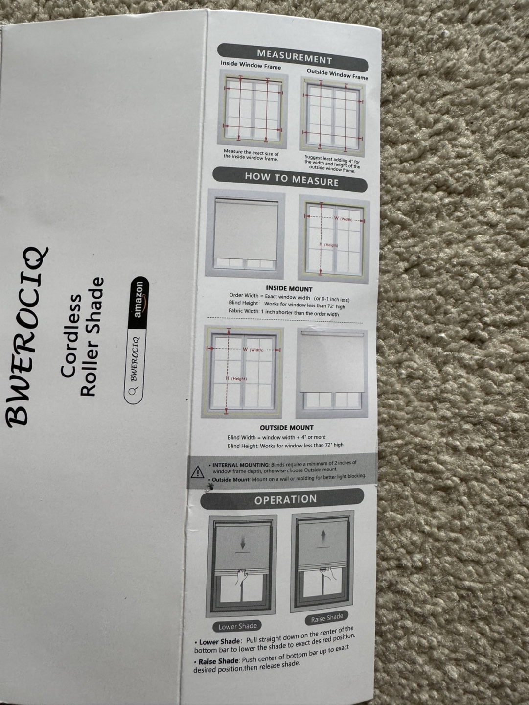 Bwerociq Cordless Roller Shade - Black - photo 3
