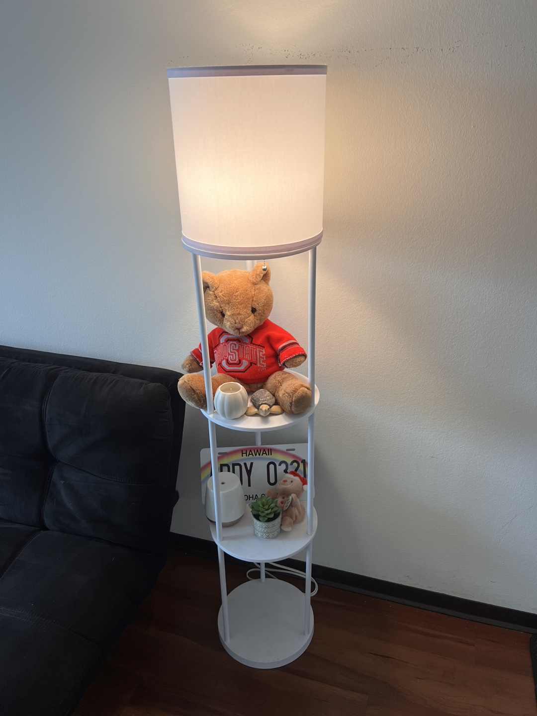 White Floor Lamp with 3 Shelves - photo 2