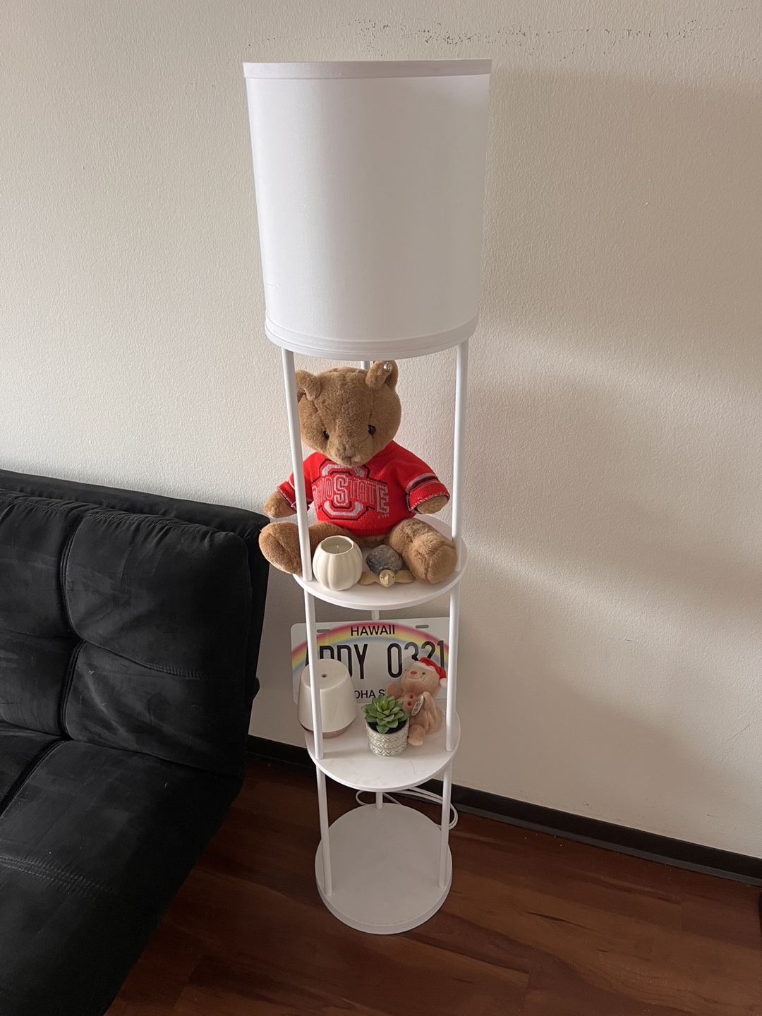 White Floor Lamp with 3 Shelves