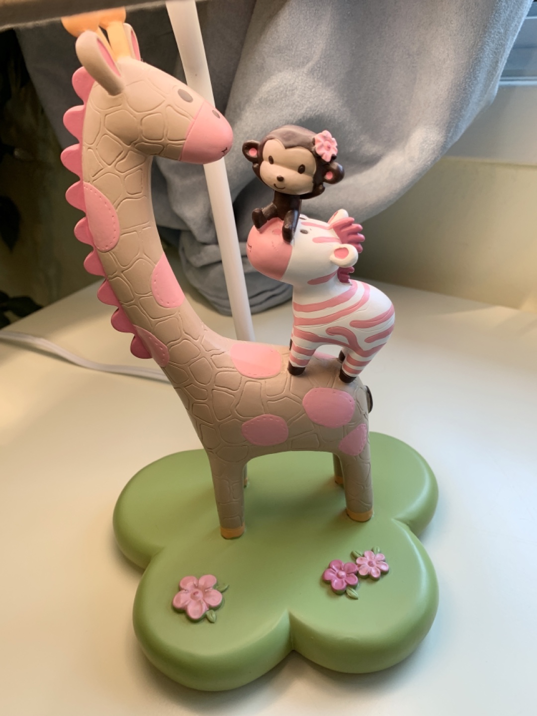 Adorable Giraffe Table Lamp with Zebra and Monkey - photo 2