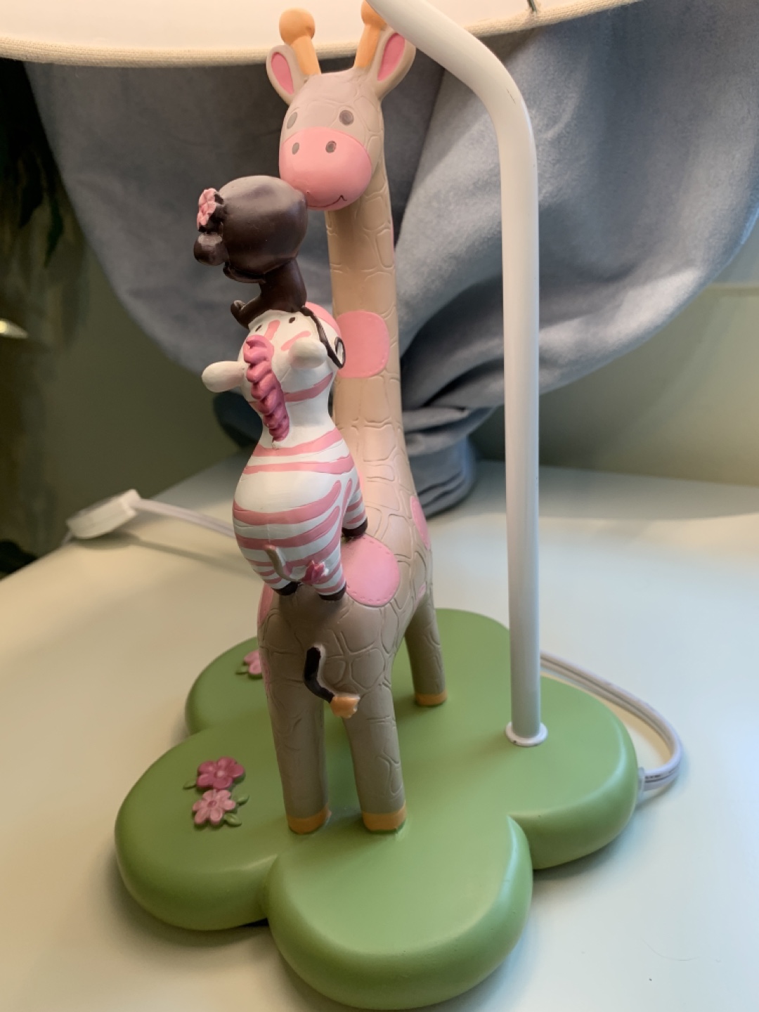 Adorable Giraffe Table Lamp with Zebra and Monkey - photo 5
