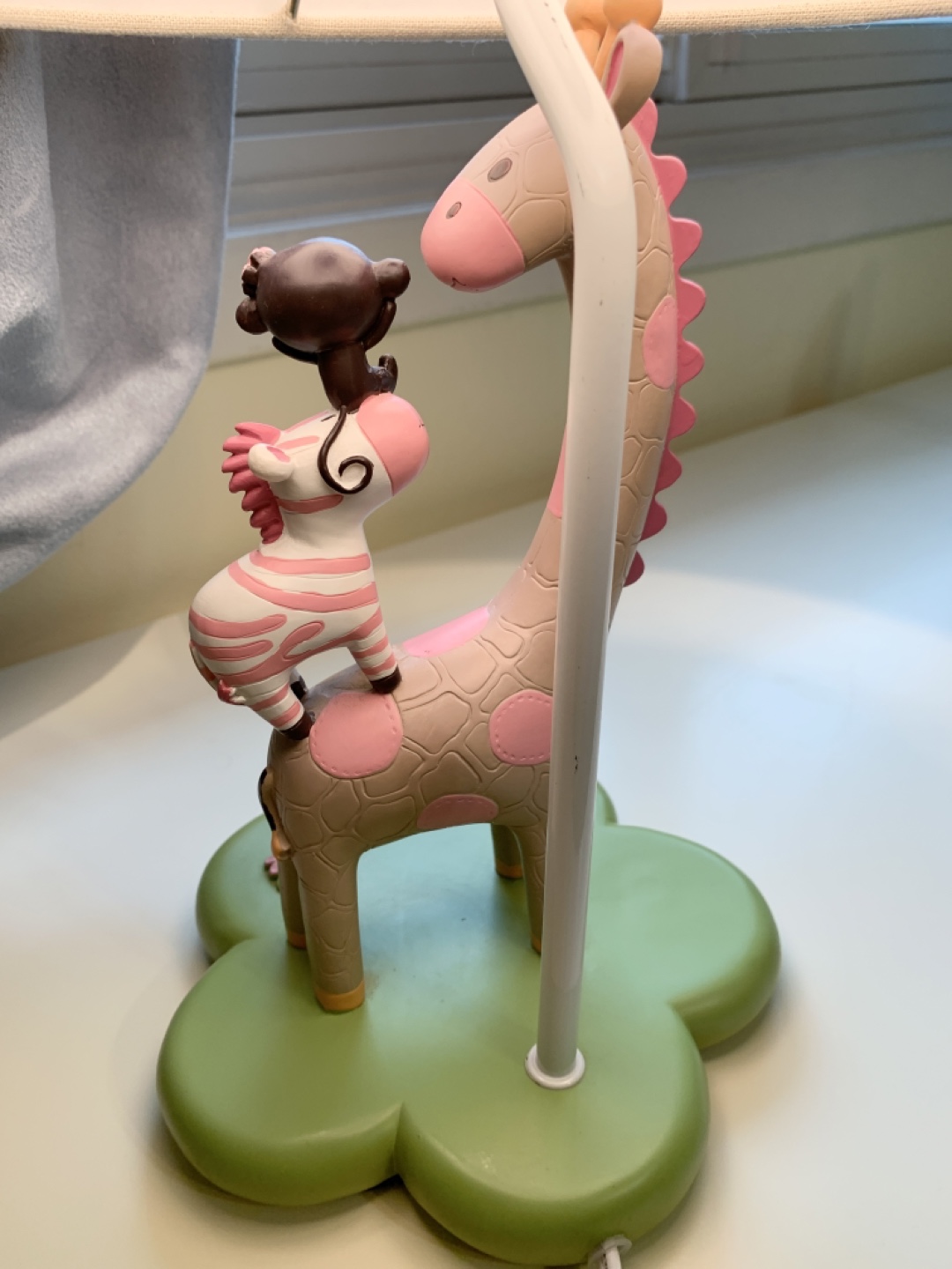 Adorable Giraffe Table Lamp with Zebra and Monkey - photo 3
