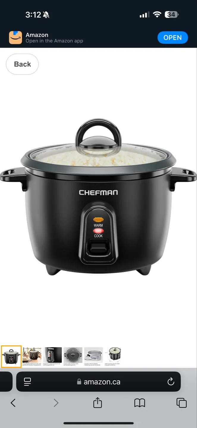 Chefman 10- Cup Cooked Rice Cooker thumbnail