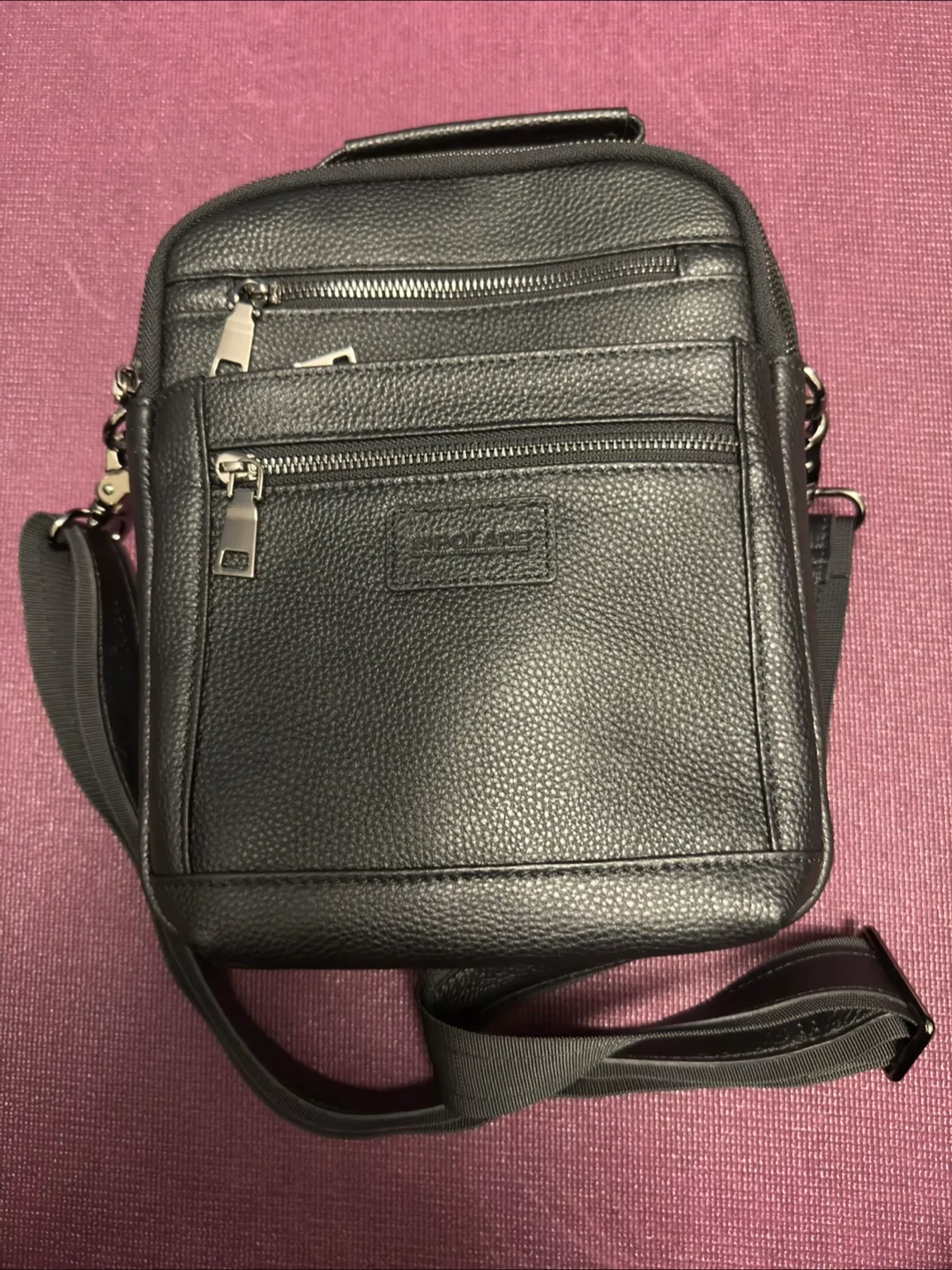 Polare Men's Black Leather Crossbody Bag / Messenger Bag thumbnail