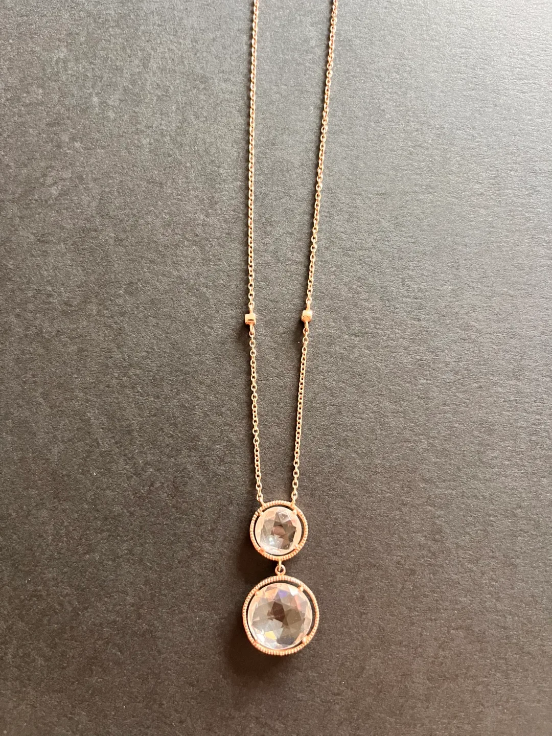 Stunning Rose Gold Double Quartz Pendant Necklace thumbnail