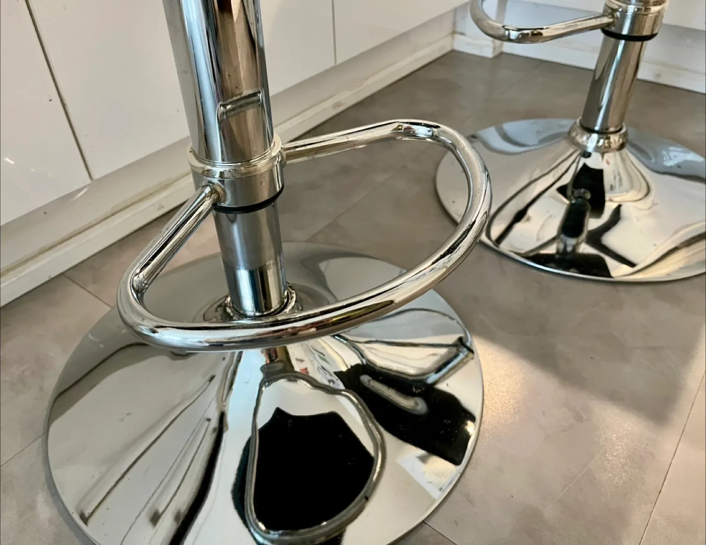 Pair of Black and Chrome Adjustable Bar Stools image indicator(2)