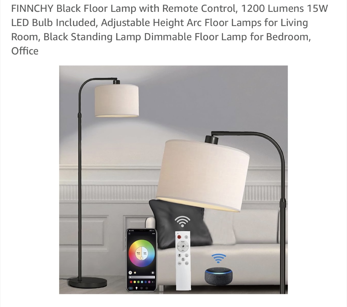 Black Floor Lamp with control and remote with phone - photo 4