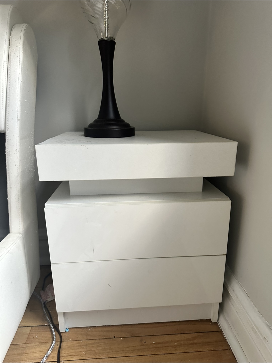 White Two-Drawer Nightstand