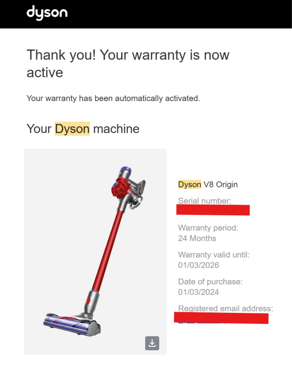Dyson V8 Origin Cordless Vacuum Cleaner with Crevice Tool
