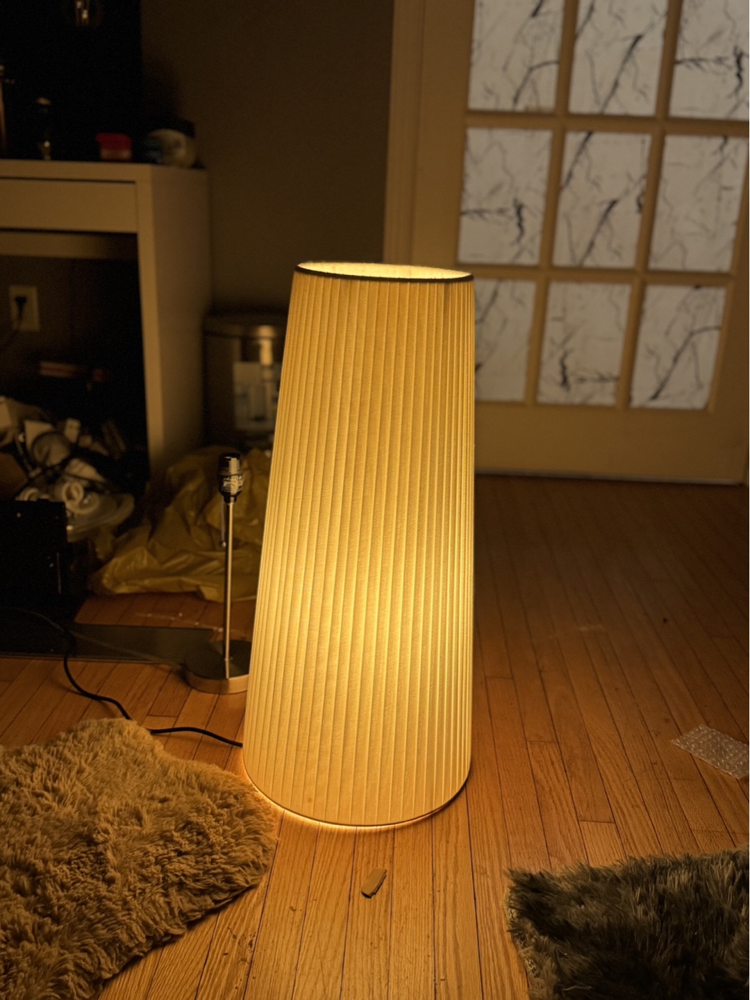 Tall pleated floor lamp