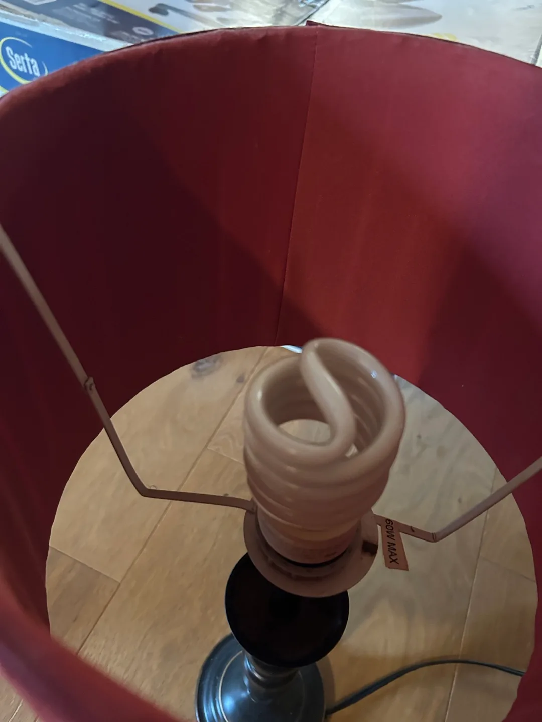 Dark-brown Lamp with Red Shade image indicator(2)