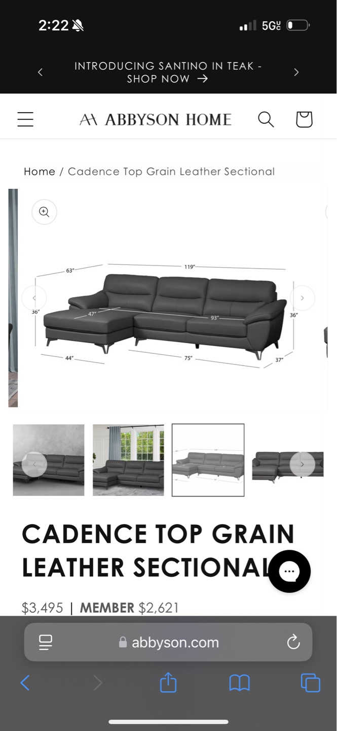 CADENCE TOP GRAIN LEATHER SECTIONAL - photo 4