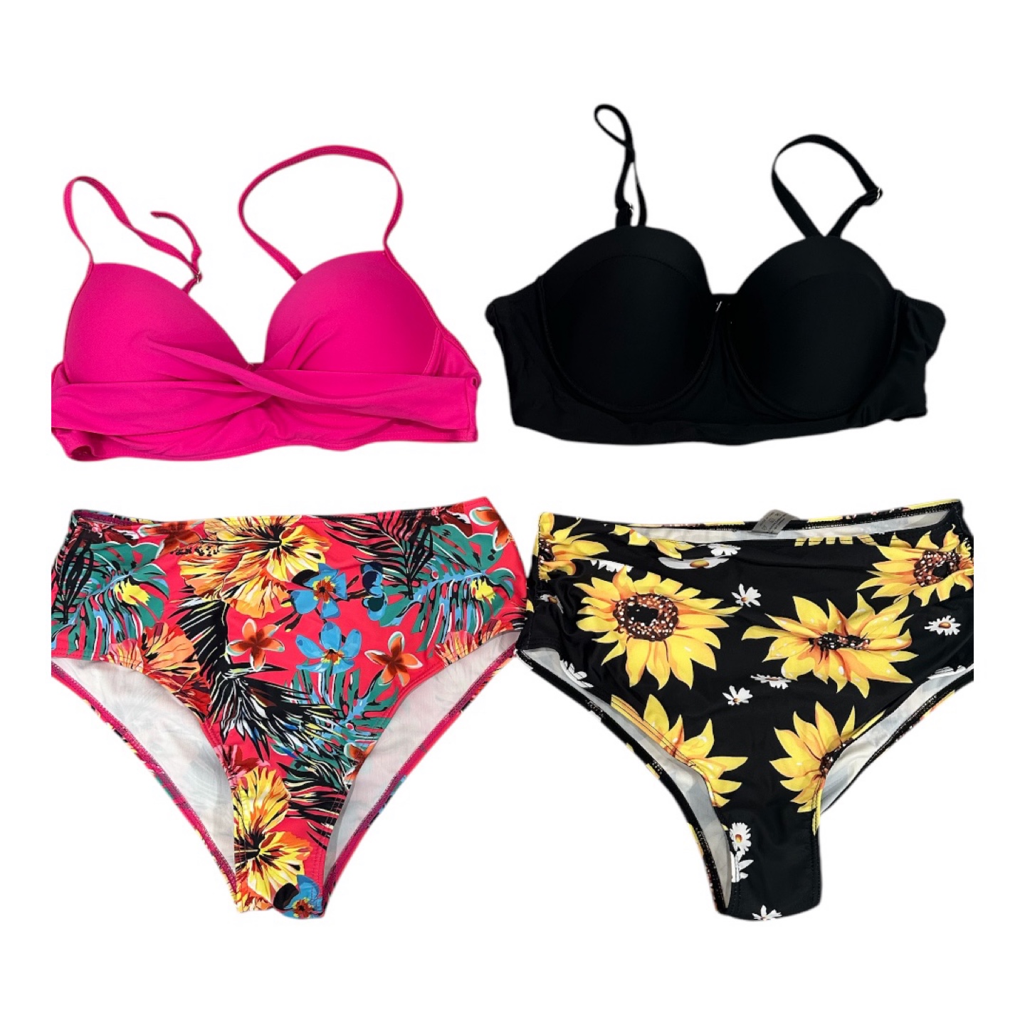 Two Women's Bikinis - Tropical Floral & Sunflower Print