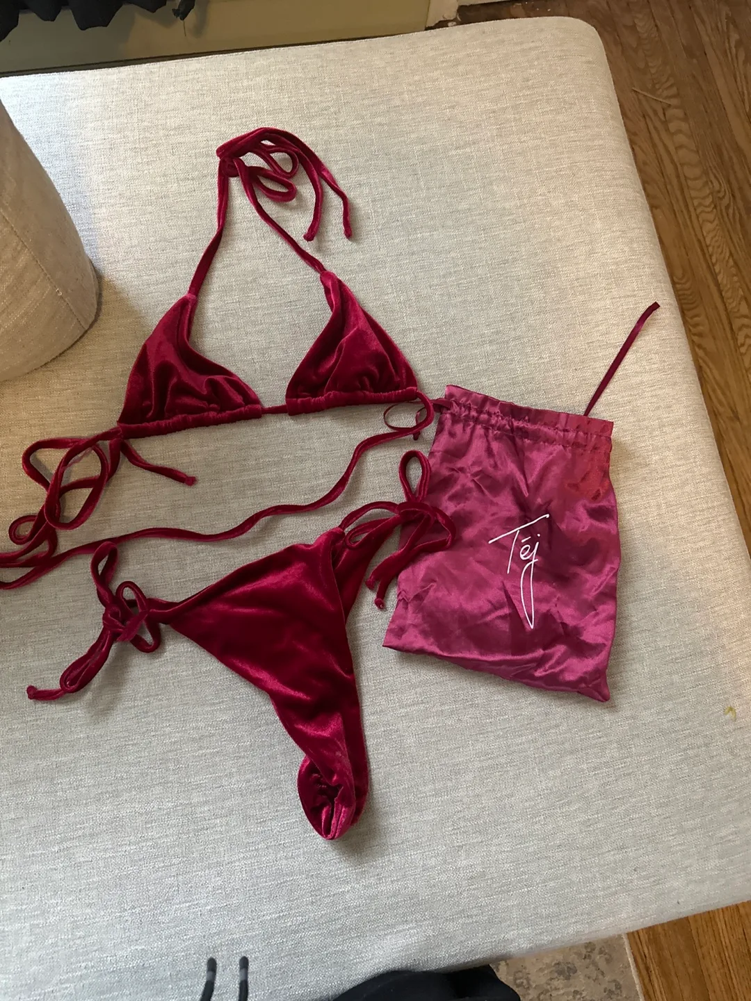 Tej Kiss It Better Collection Velvet Bikini Set - Size Small thumbnail