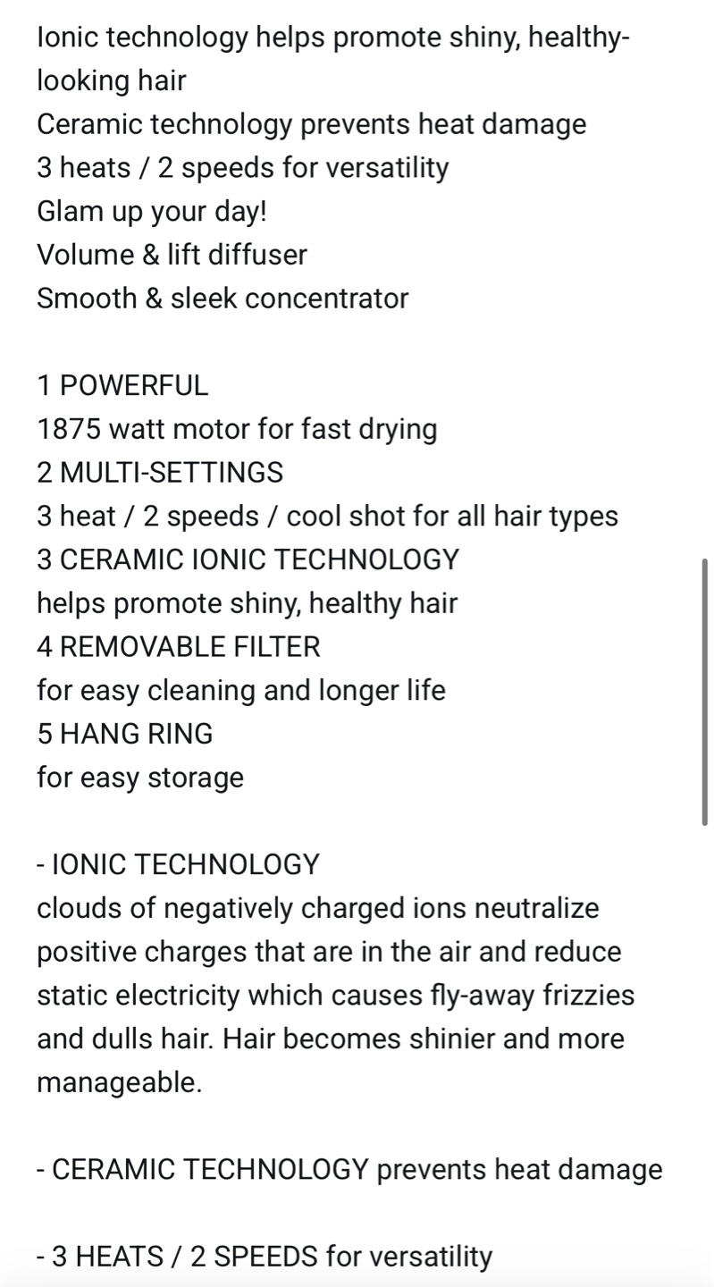 *Moving Sale* Conair Brilliance-Pro 1875 Watt Hair Dryer - photo 4