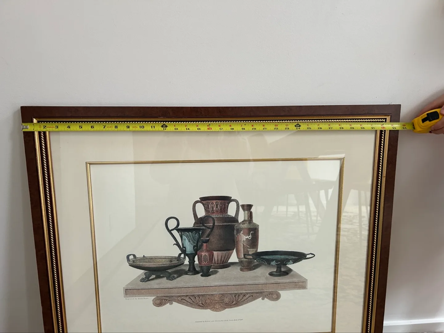 Antique Greek Pottery Print Framed in Dark Wood image indicator(8)